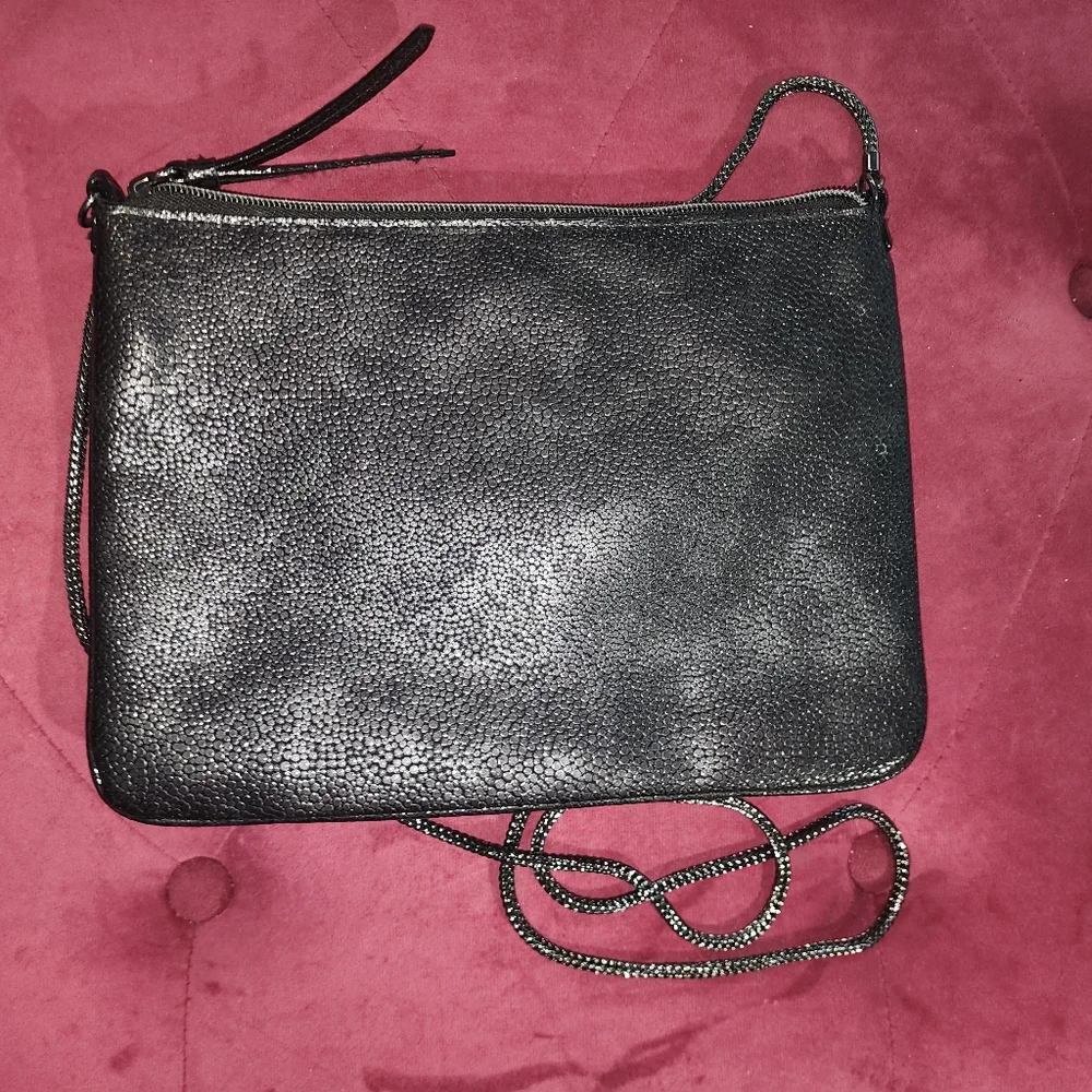 Victoria's Secret Black and Silver Glitter Crossbody Bag
